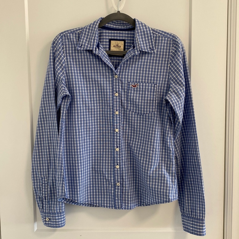 HOLLISTER Blue Checkered Dress Shirt Medium